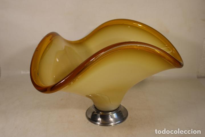 Antig&uuml;edades: frutero centro de mesa de cristal ocre amarillo - Foto 2
