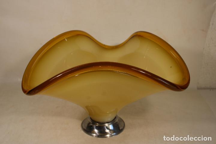 Antig&uuml;edades: frutero centro de mesa de cristal ocre amarillo - Foto 4