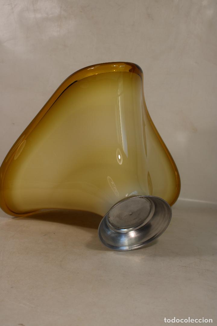 Antig&uuml;edades: frutero centro de mesa de cristal ocre amarillo - Foto 5