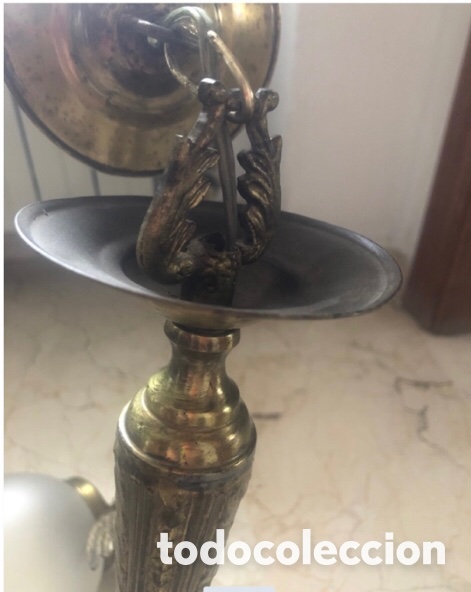 Antig&uuml;edades: Antigua l&aacute;mpara de bronce. 5 brazos - Foto 6