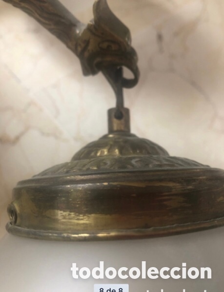 Antig&uuml;edades: Antigua l&aacute;mpara de bronce. 5 brazos - Foto 7