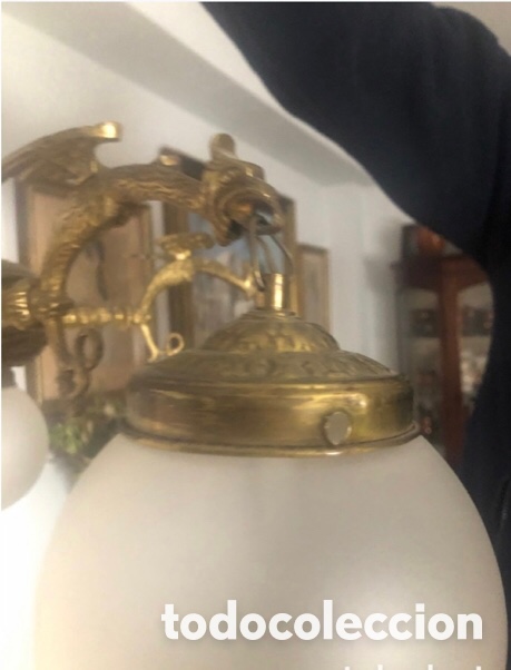 Antig&uuml;edades: Antigua l&aacute;mpara de bronce. 5 brazos - Foto 8