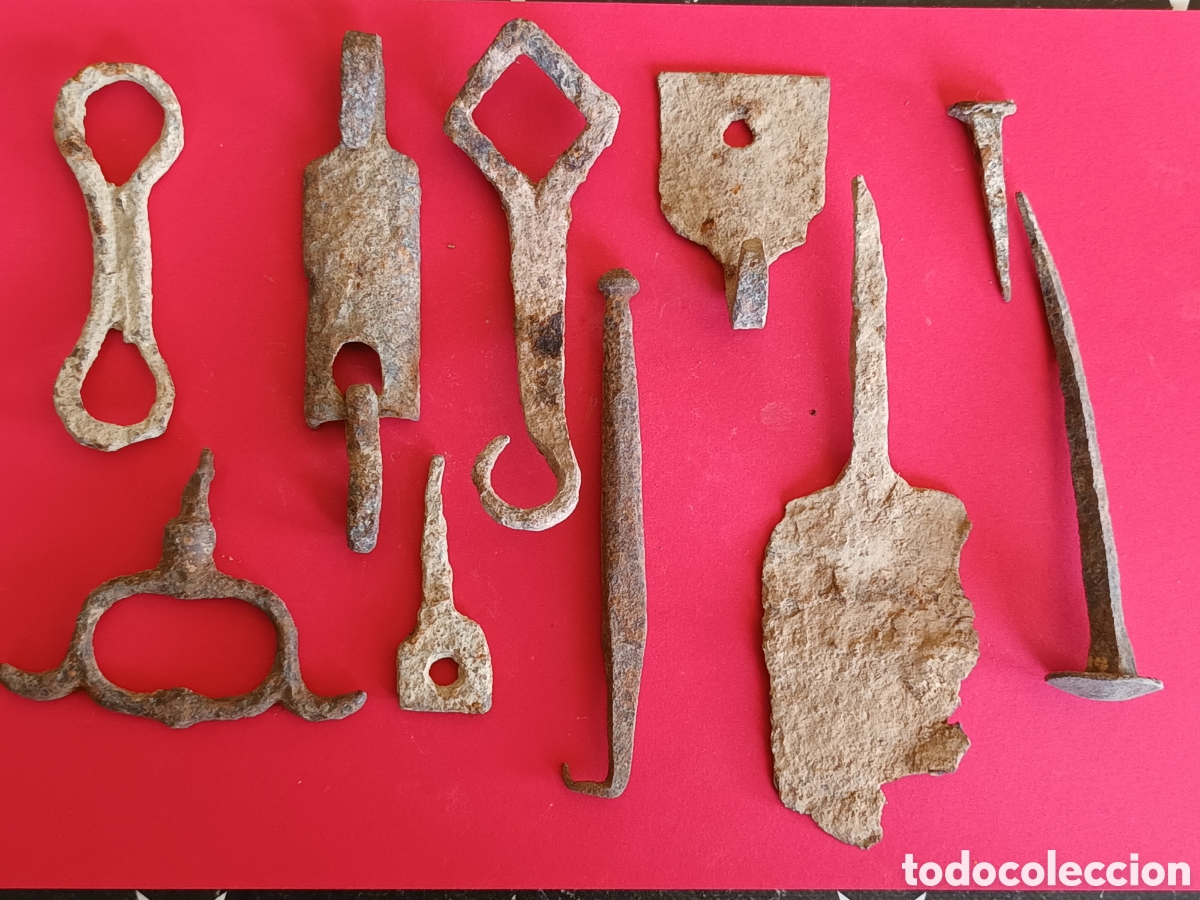 Antig&uuml;edades: LOTE DE ANTIGUOS OBJETOS R&Uacute;STICOS DE FORJA. - Foto 1