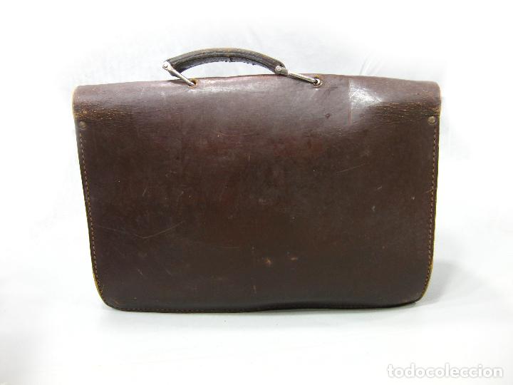 Antig&uuml;edades: CARTERA DE CUERO PARA DE COLEGIO PARA LOS LIBROS - Foto 3