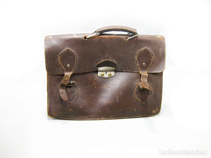 Antig&uuml;edades: CARTERA DE CUERO PARA DE COLEGIO PARA LOS LIBROS - Foto 1