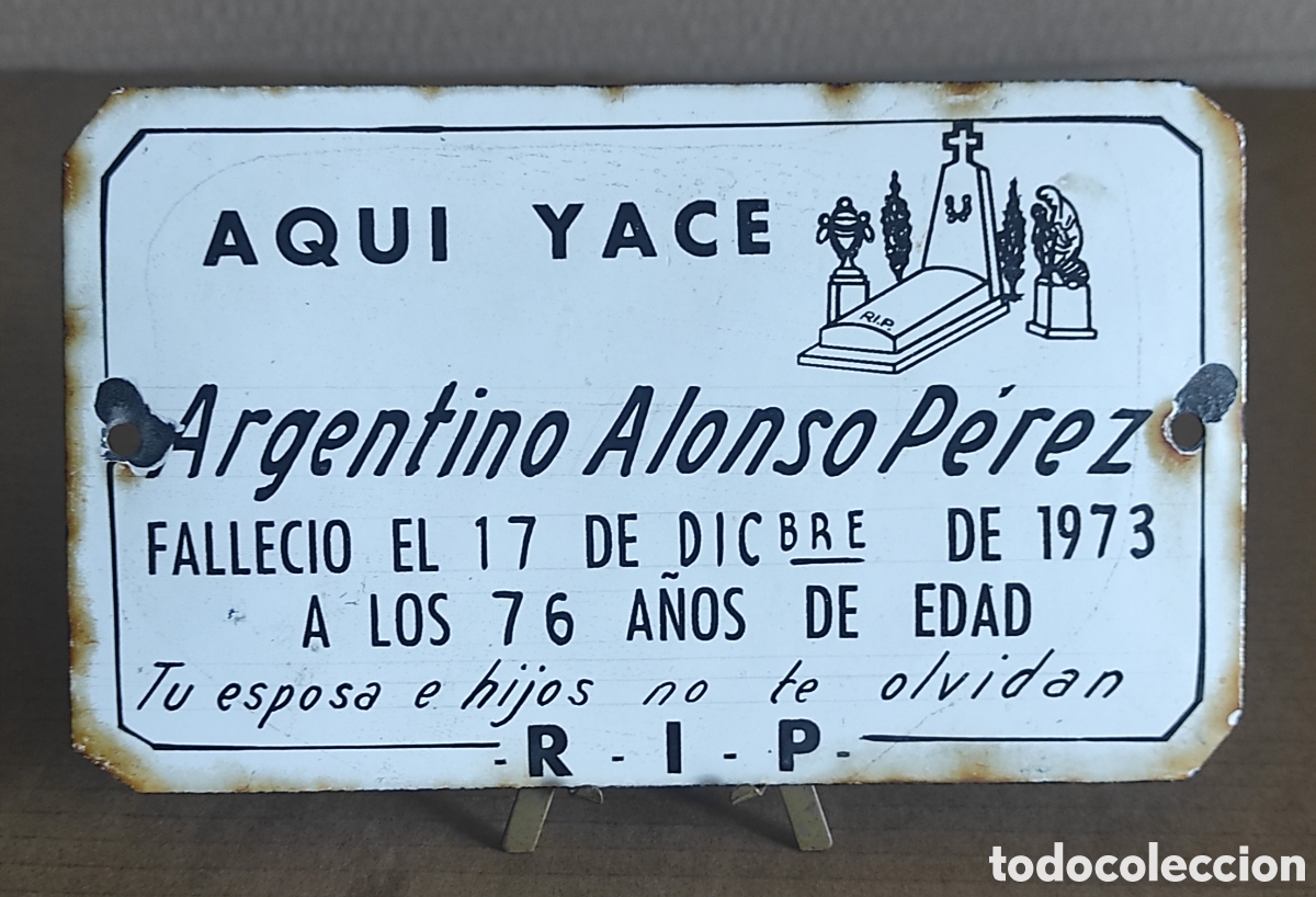 Antig&uuml;edades: PLACA ESMALTADA FUNERARIA - Foto 2