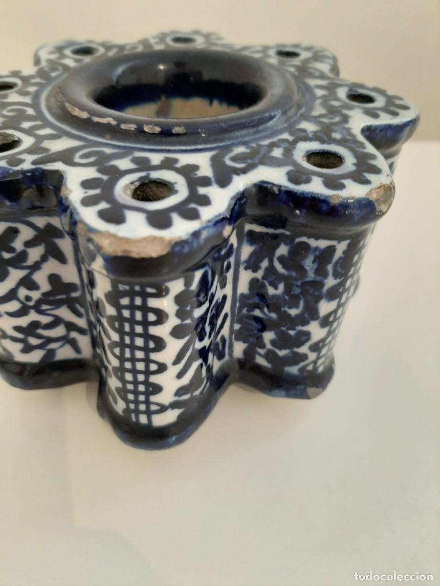 Antig&uuml;edades: TINTERO DE PORCELANA CON DIBUJOS AZULES. - Foto 5