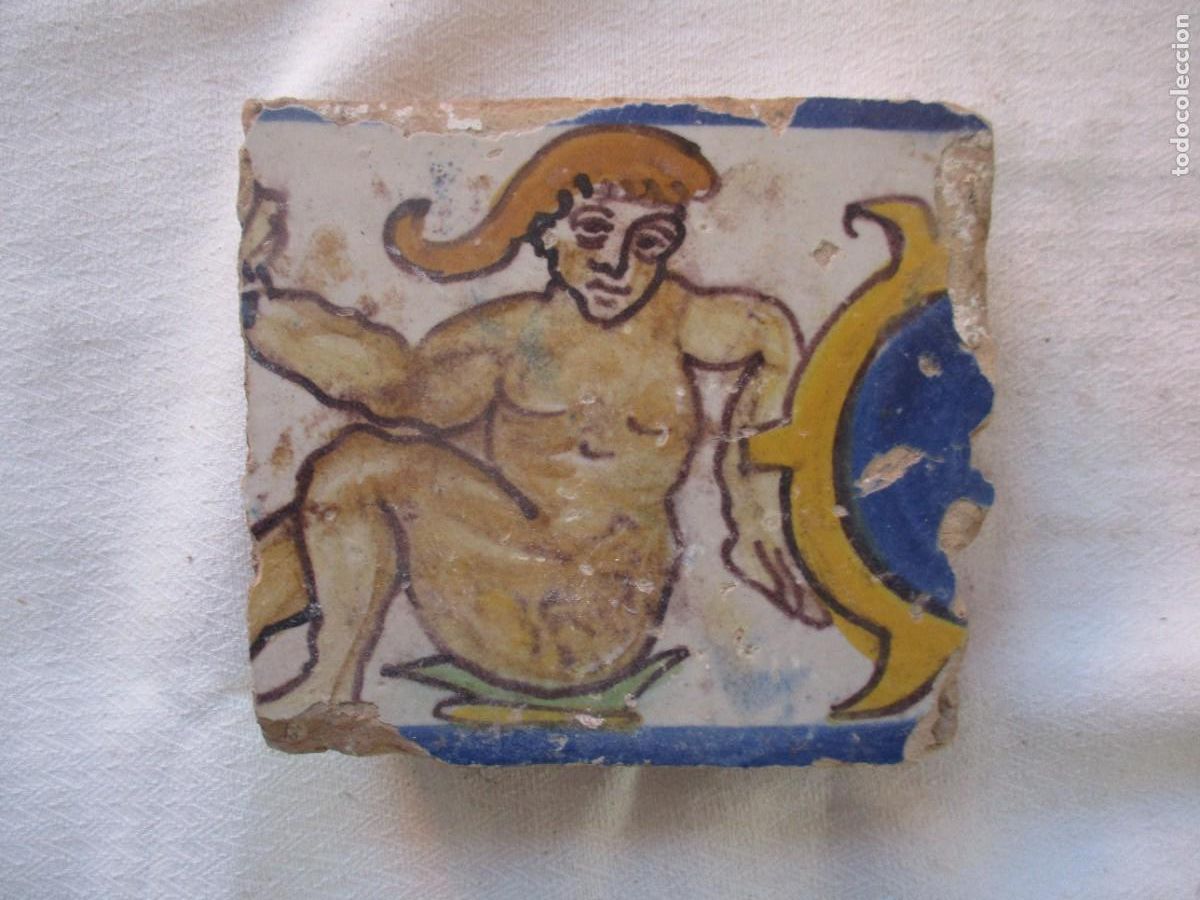 Antig&uuml;edades: Azulejo siglo XVI pintado - Foto 1