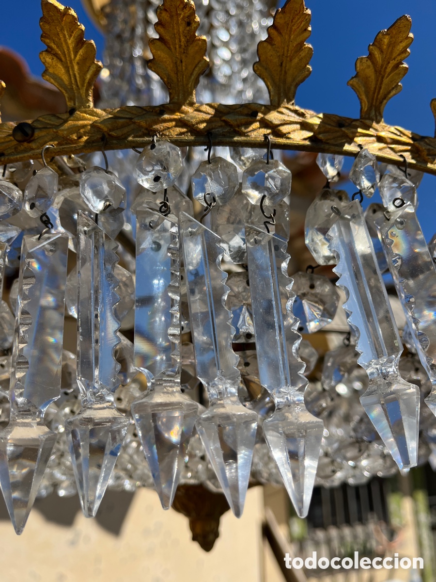 Antig&uuml;edades: L&aacute;mpara de techo de cristal en funcionamiento. - Foto 8