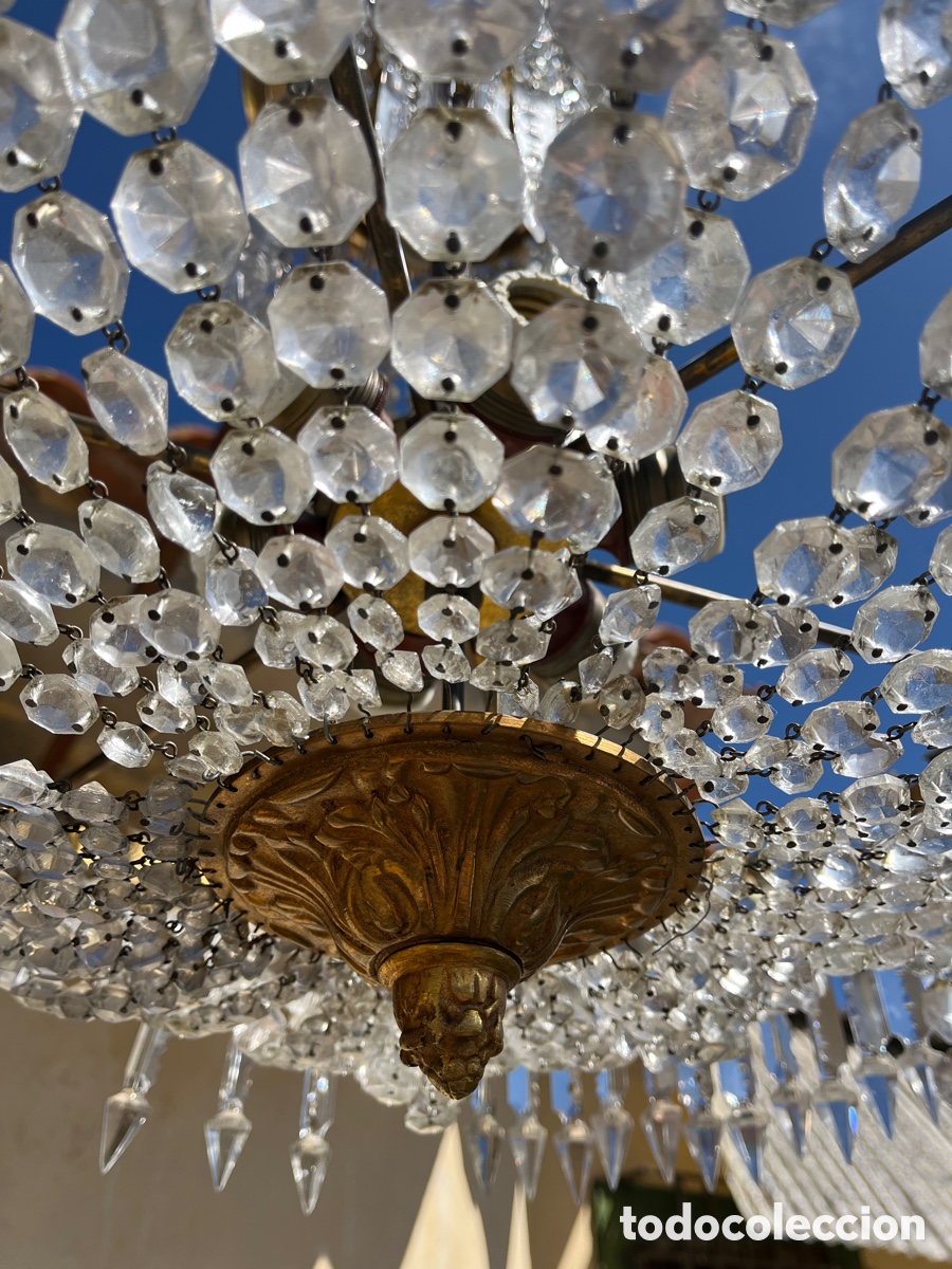 Antig&uuml;edades: L&aacute;mpara de techo de cristal en funcionamiento. - Foto 9