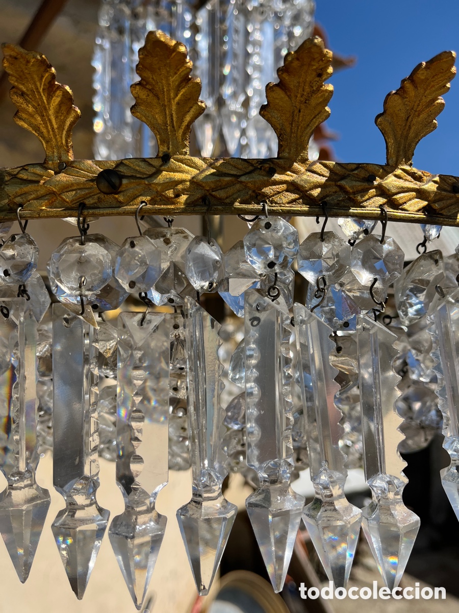 Antig&uuml;edades: L&aacute;mpara de techo de cristal en funcionamiento. - Foto 10
