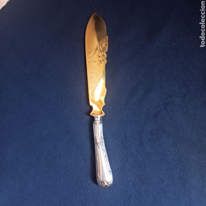 Antig&uuml;edades: Conjunto de cubiertos de servir de plata y ba&ntilde;o oro - Foto 3