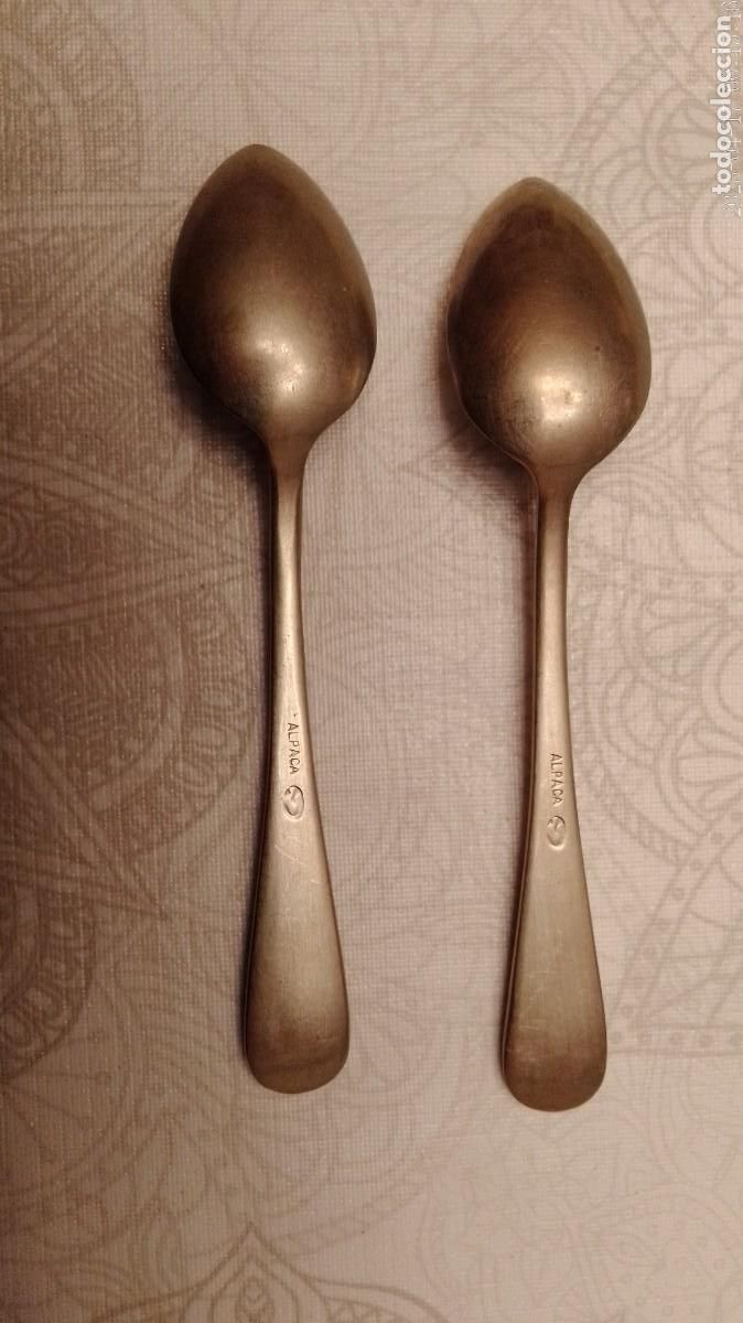 Antig&uuml;edades: 2 Cucharillas de Alpaca de Cafe - Foto 2