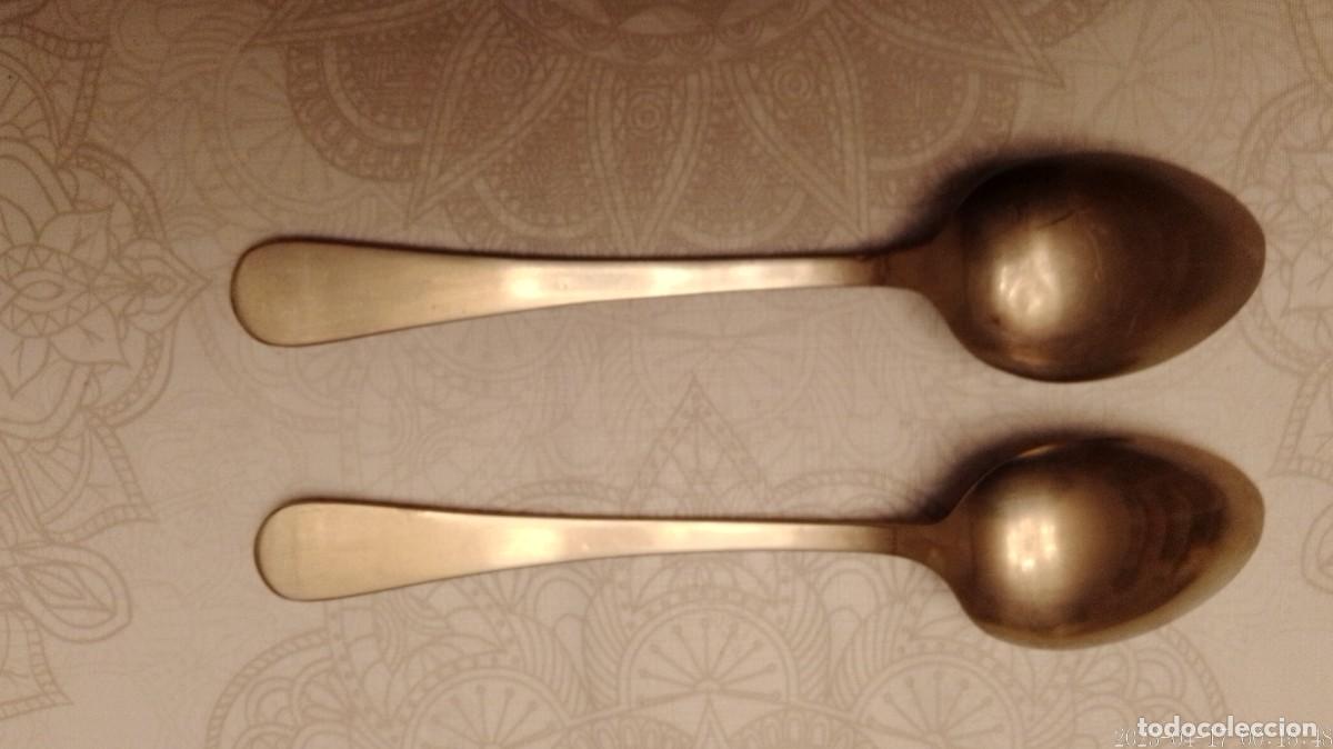 Antig&uuml;edades: 2 Cucharas de Alpaca de Sopa - Foto 2