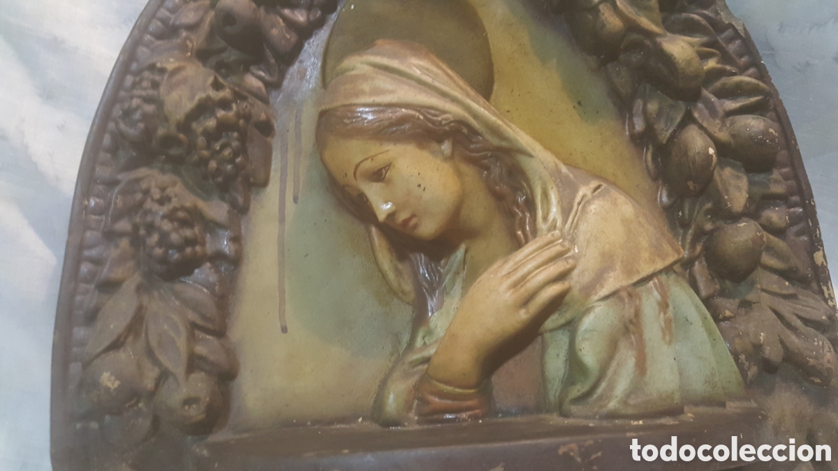 Antig&uuml;edades: VIRGEN EN ESCAYOLA PINTADA A MANO - Foto 2