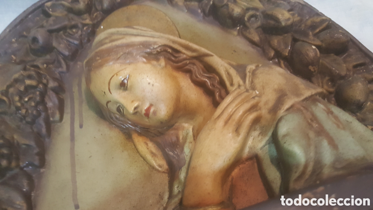 Antig&uuml;edades: VIRGEN EN ESCAYOLA PINTADA A MANO - Foto 4