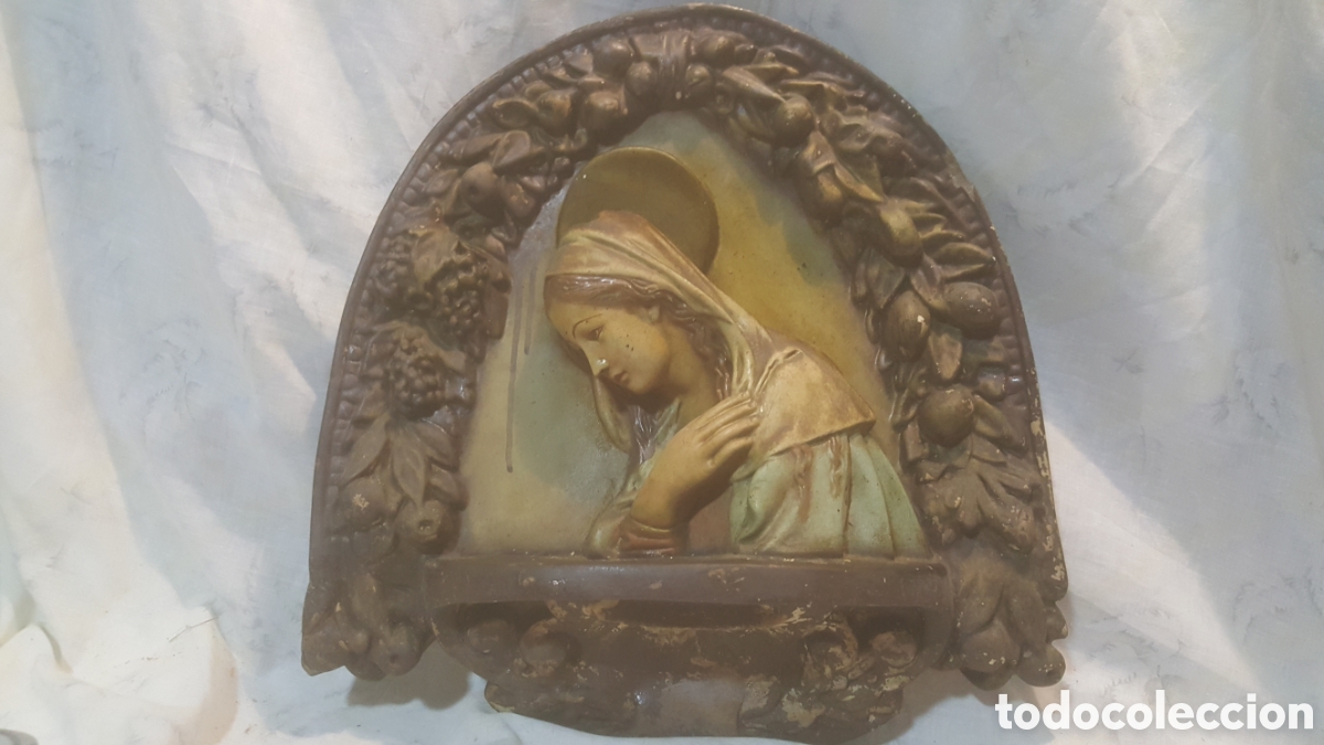 Antig&uuml;edades: VIRGEN EN ESCAYOLA PINTADA A MANO - Foto 1
