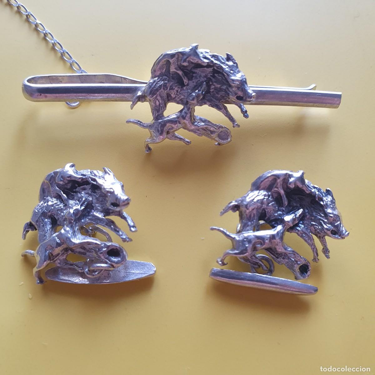 Antig&uuml;edades: juego jemelos y pilla corbata de plata - Foto 1