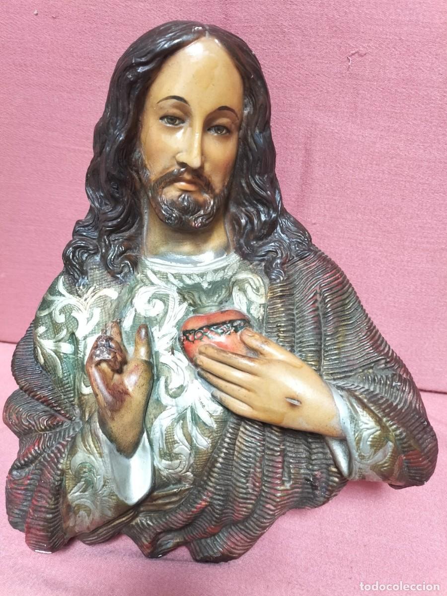 Antig&uuml;edades: Corazon de Jesus de pasta - Foto 1