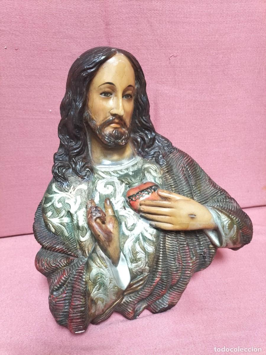 Antig&uuml;edades: Corazon de Jesus de pasta - Foto 2