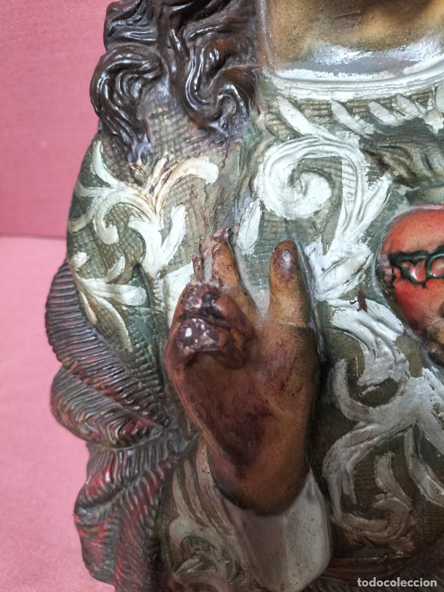 Antig&uuml;edades: Corazon de Jesus de pasta - Foto 3