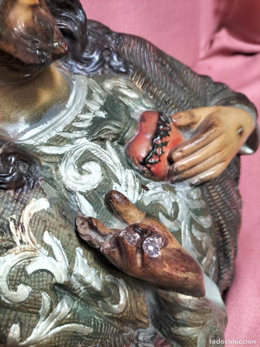 Antig&uuml;edades: Corazon de Jesus de pasta - Foto 4