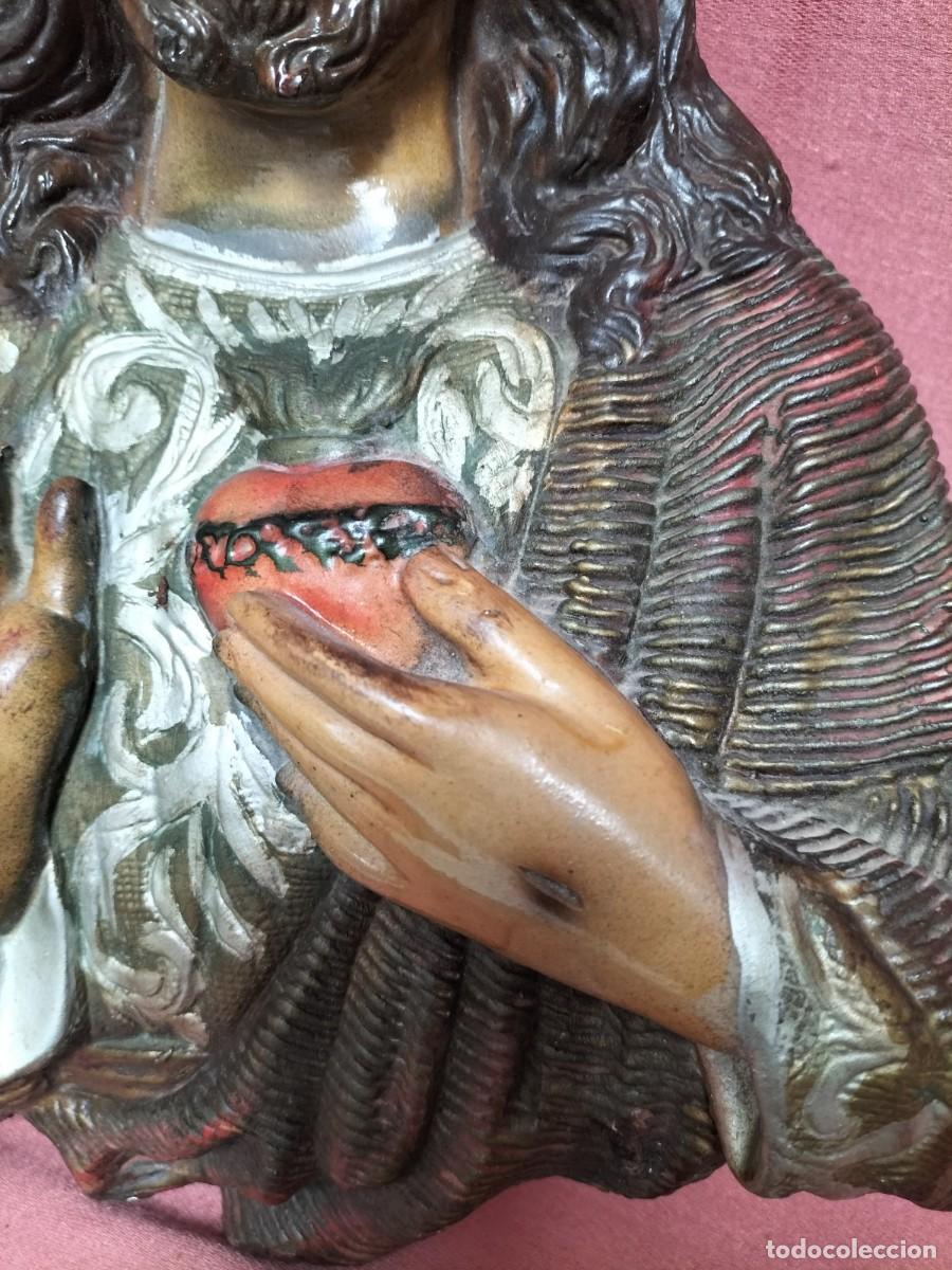 Antig&uuml;edades: Corazon de Jesus de pasta - Foto 5