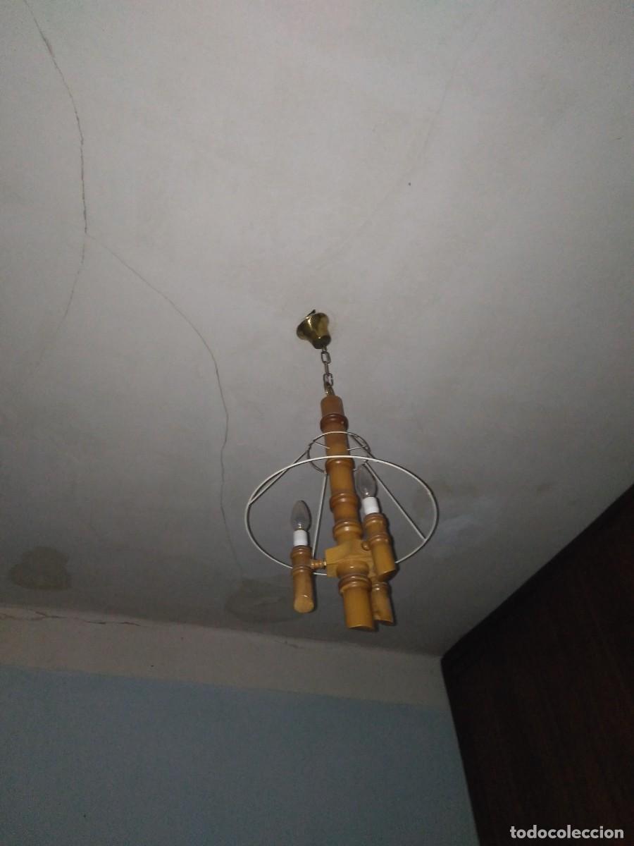 Antig&uuml;edades: LAMPARA DE TECHO ANTIGUA DE MADERA - Foto 4