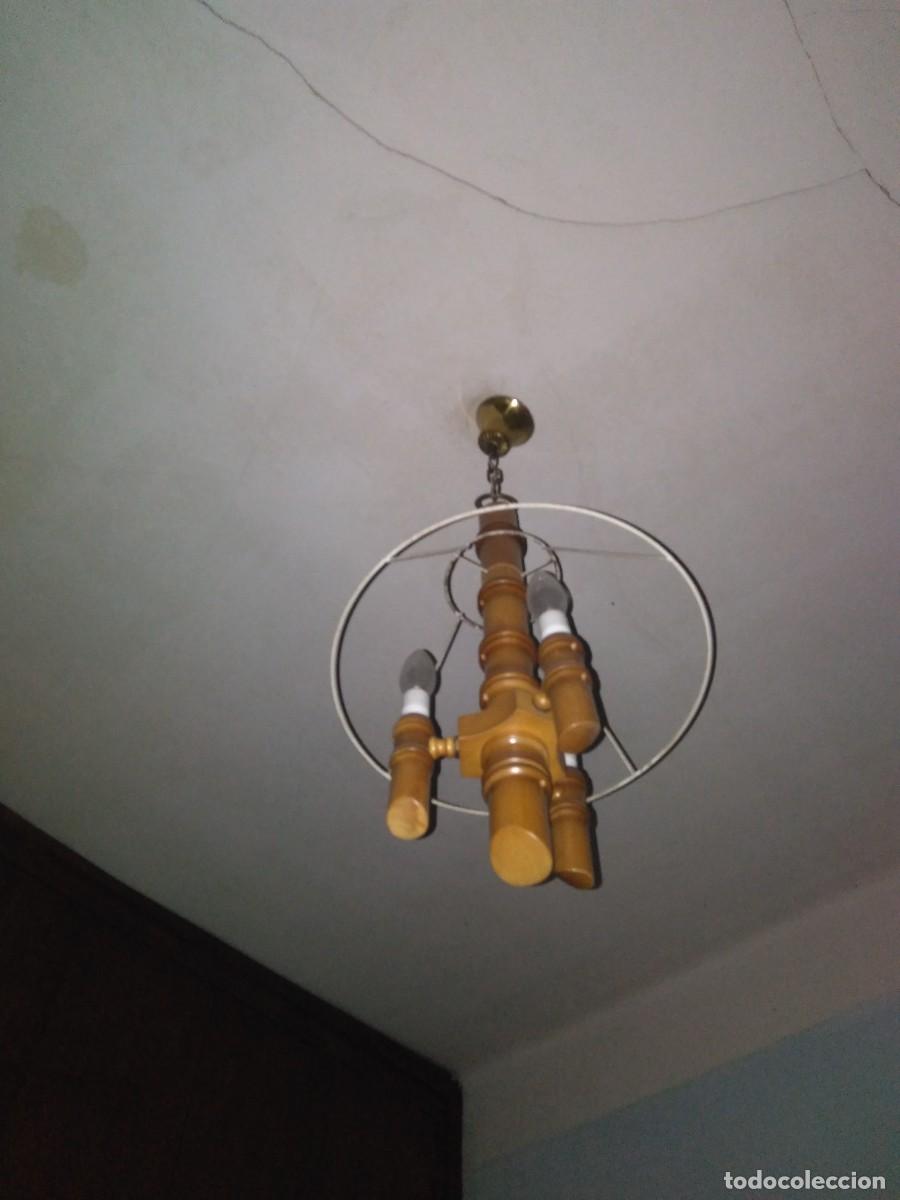 Antig&uuml;edades: LAMPARA DE TECHO ANTIGUA DE MADERA - Foto 6
