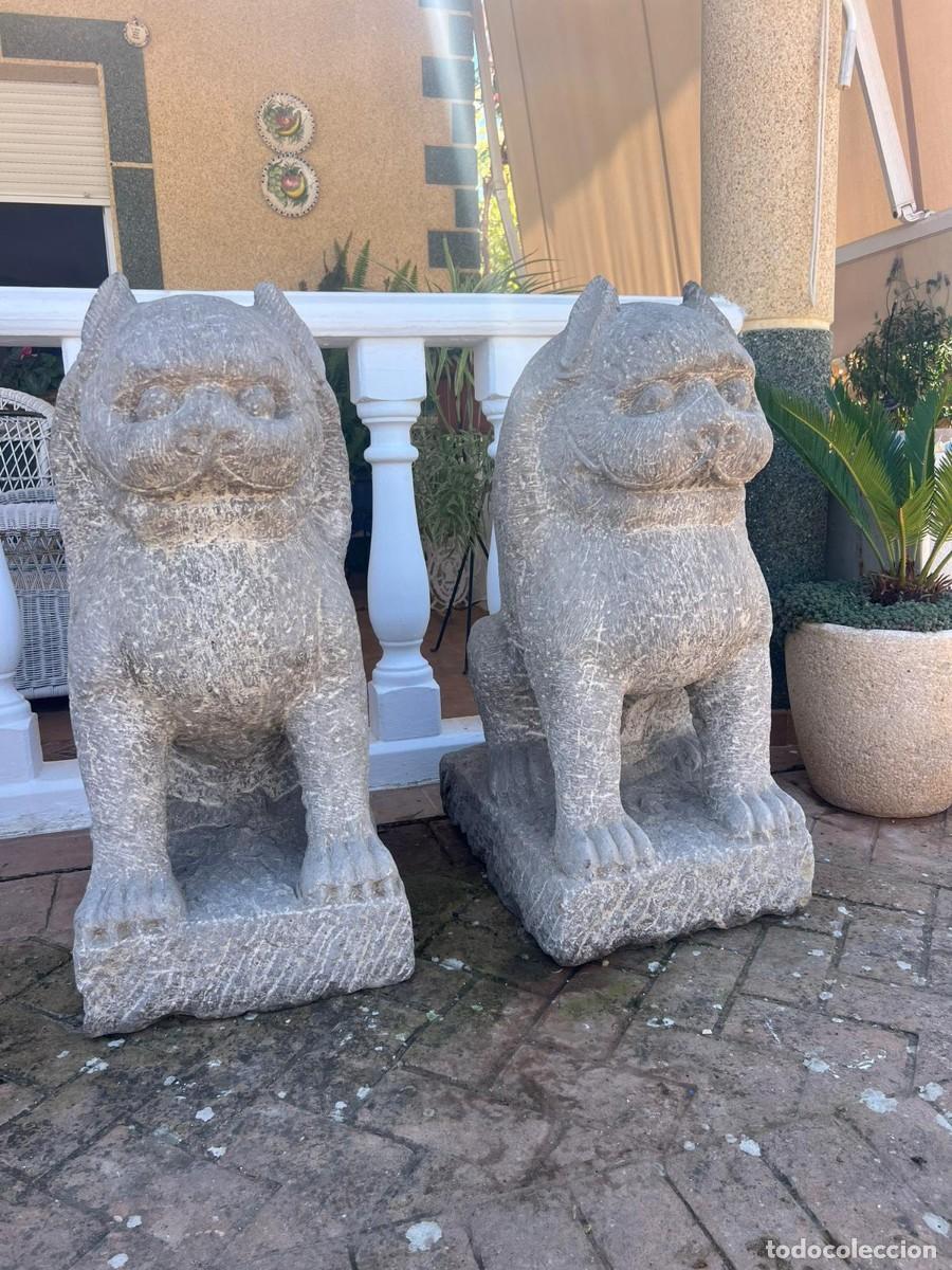 Antig&uuml;edades: Leones de Foo tallados a mano en m&aacute;rmol de Sierra Elvira.