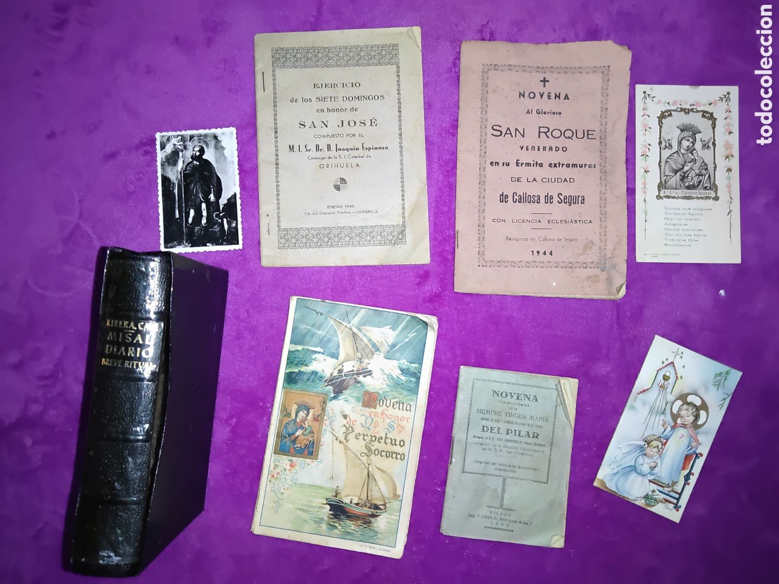 Antiques: LOTE RELIGIOSO,MISAL DIARIO,LA NOVENA, EJERCICIO DE LOS 7 DOMINGOS EN HONOR A SAN JOSE,ETC VER FOTOS