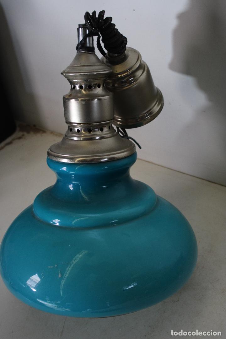 Antig&uuml;edades: lampara de techo de cristal azul - Foto 2