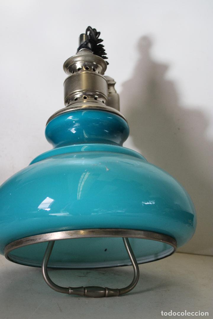Antig&uuml;edades: lampara de techo de cristal azul - Foto 4
