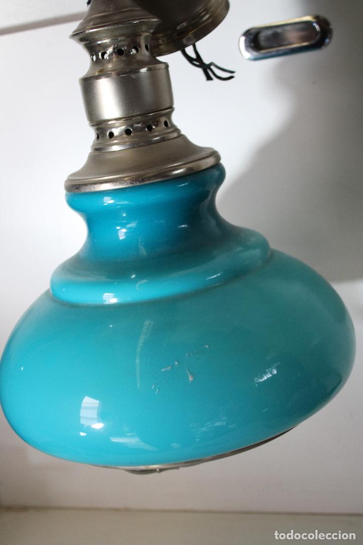 Antig&uuml;edades: lampara de techo de cristal azul - Foto 1