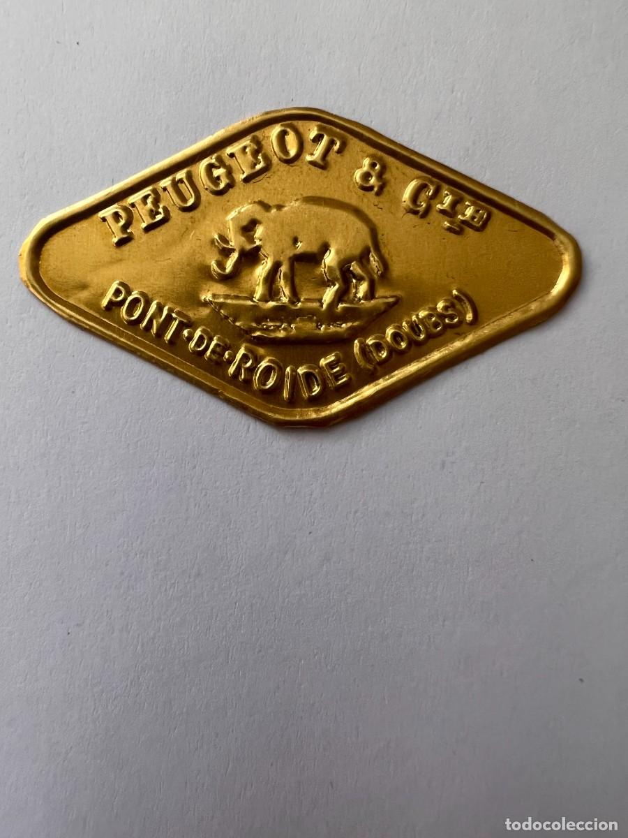 Antig&uuml;edades: placa de lat&oacute;n para molinillo de caf&eacute; Peugeot Pont de Roide