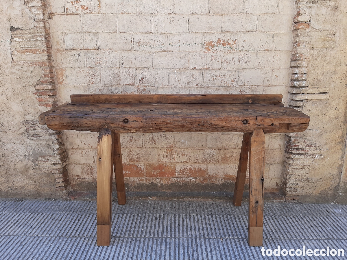 Antig&uuml;edades: Mesa antigua de trabajo r&uacute;stica - Foto 2