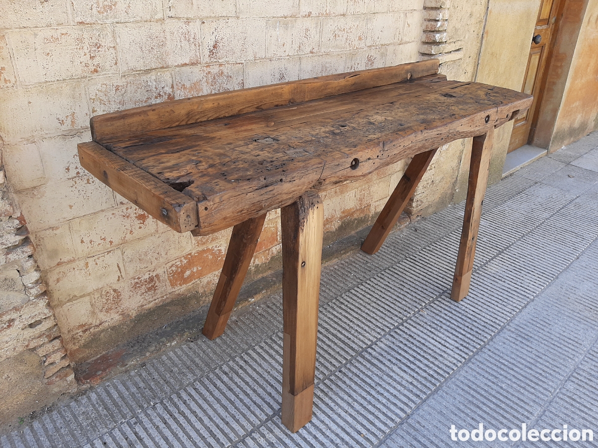 Antig&uuml;edades: Mesa antigua de trabajo r&uacute;stica - Foto 3