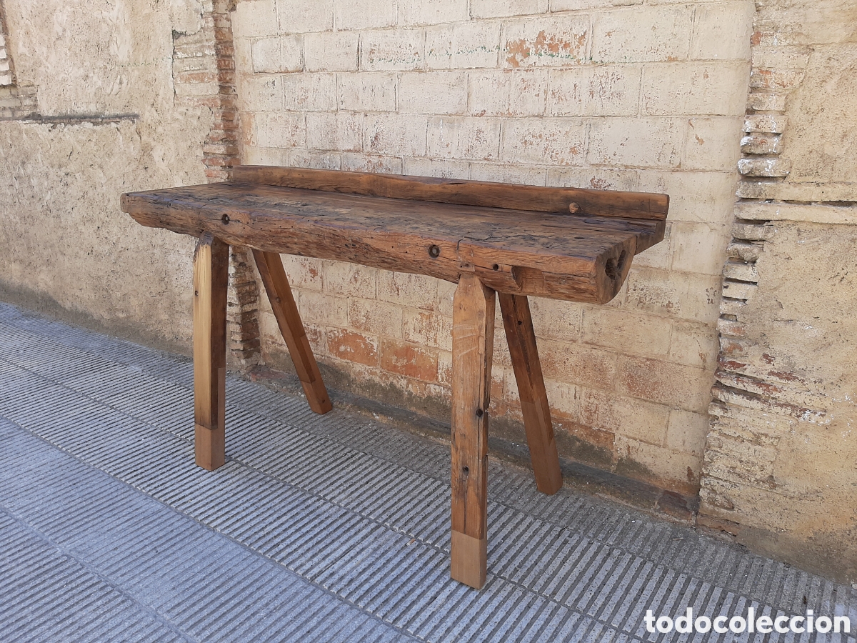 Antig&uuml;edades: Mesa antigua de trabajo r&uacute;stica - Foto 4