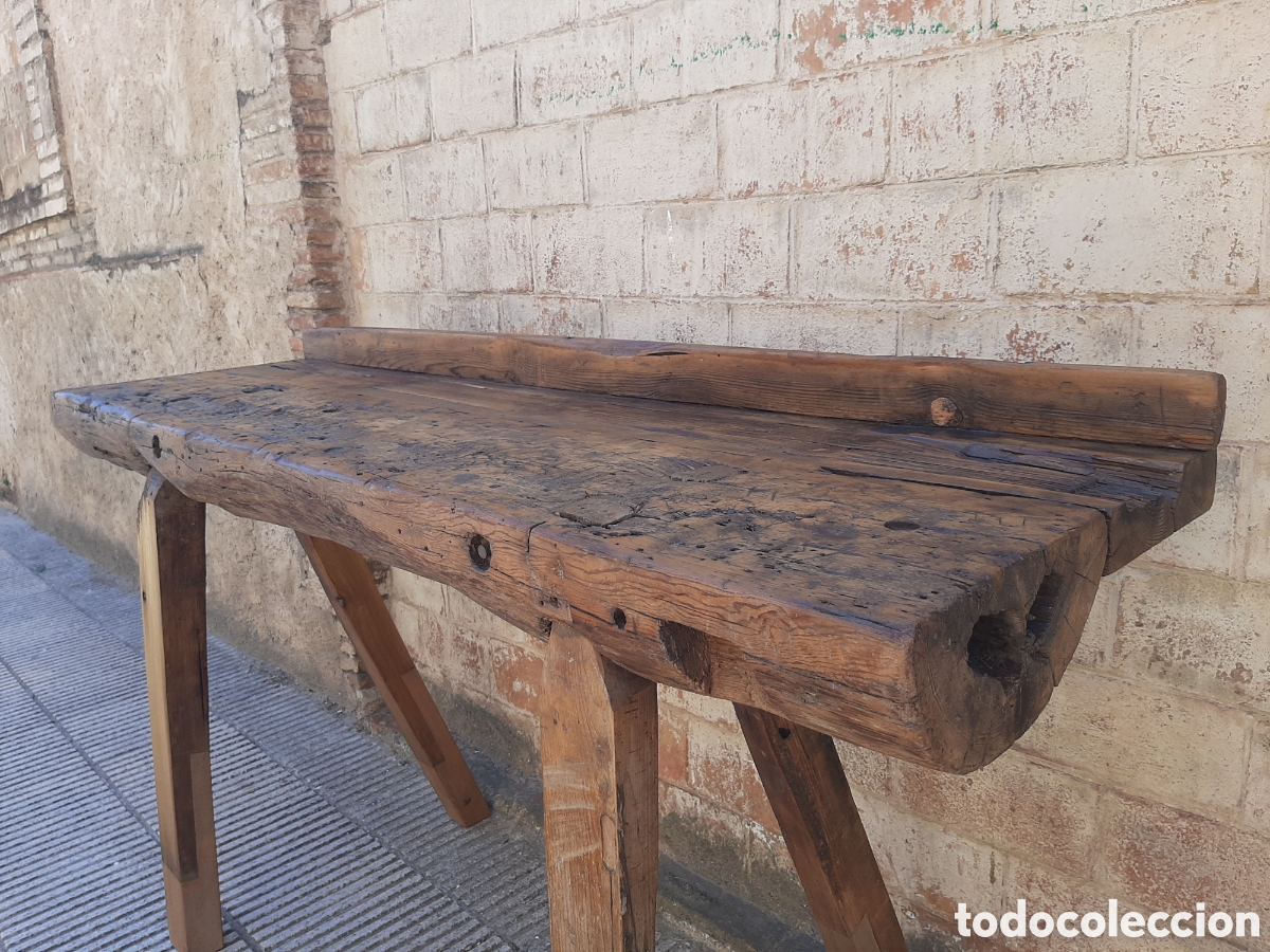 Antig&uuml;edades: Mesa antigua de trabajo r&uacute;stica - Foto 15