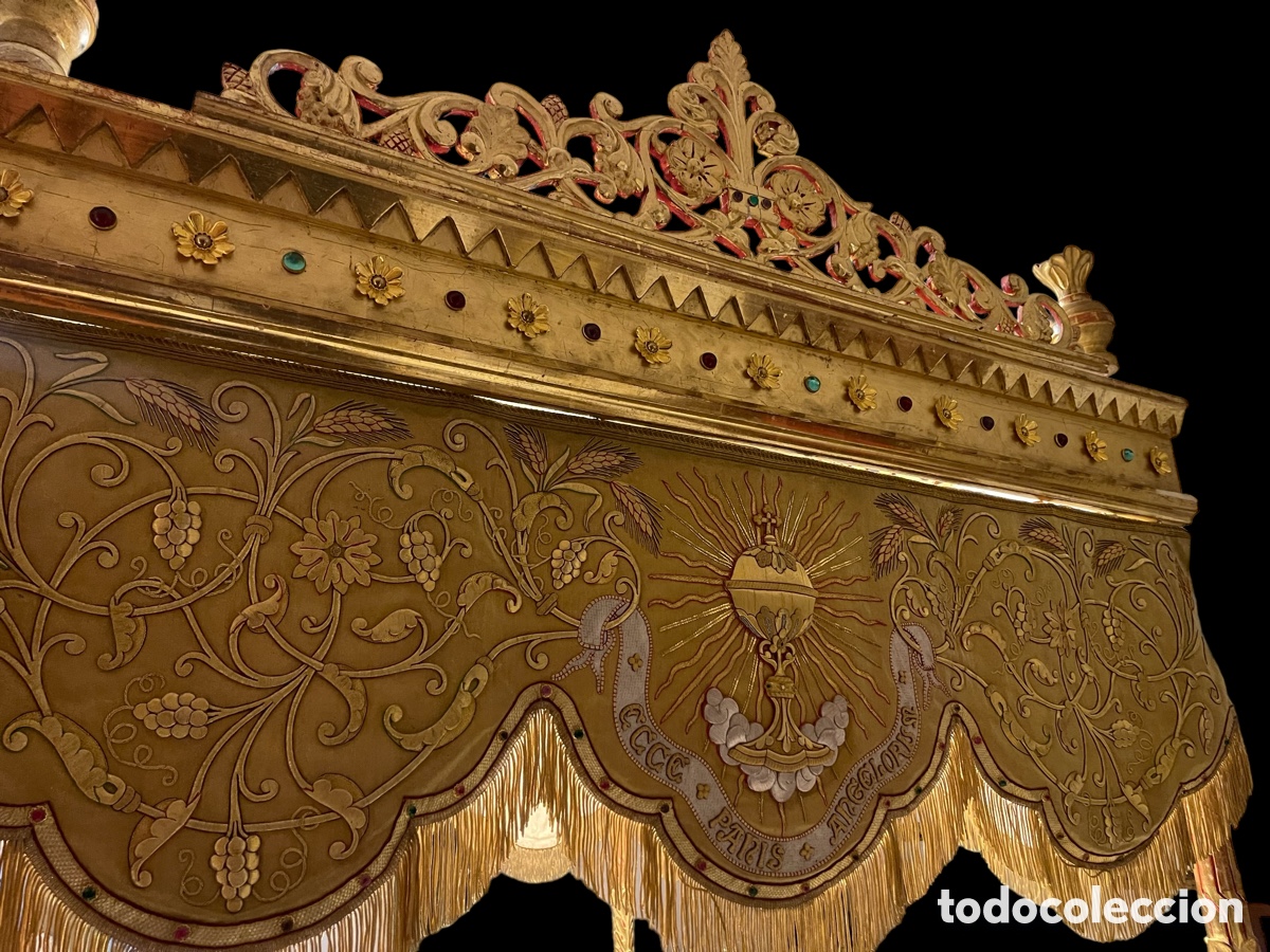 Antig&uuml;edades: Gran palio bordado con estructura - Foto 6