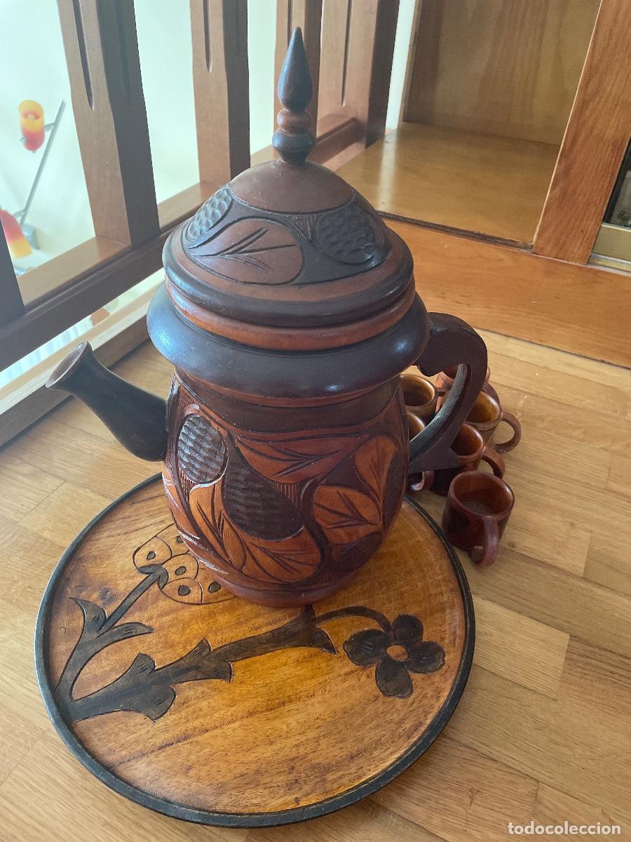 Antig&uuml;edades: JUEGO DE CAFE DE MADERA - Foto 1