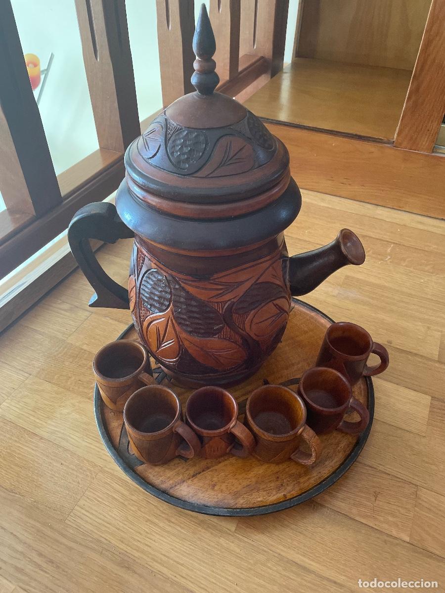 Antig&uuml;edades: JUEGO DE CAFE DE MADERA - Foto 3
