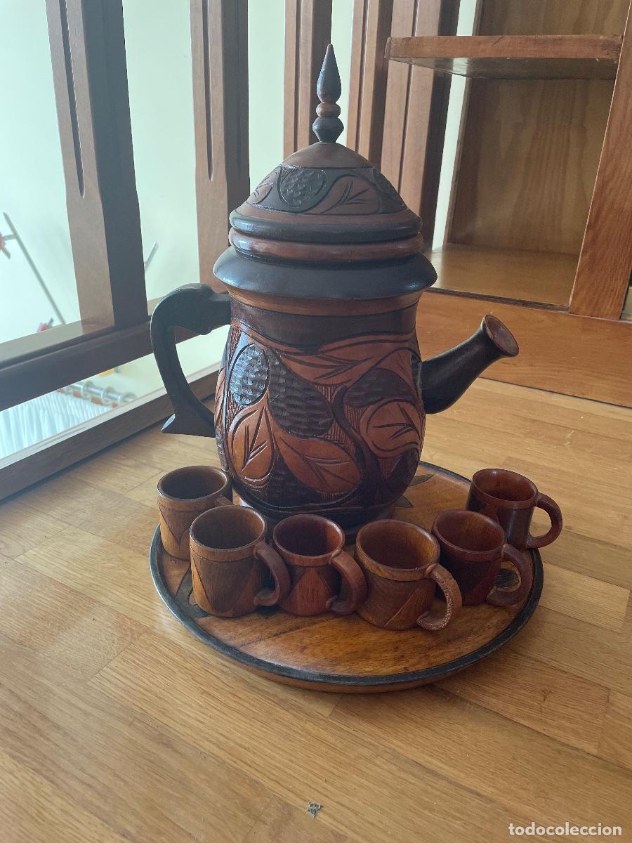 Antig&uuml;edades: JUEGO DE CAFE DE MADERA - Foto 4