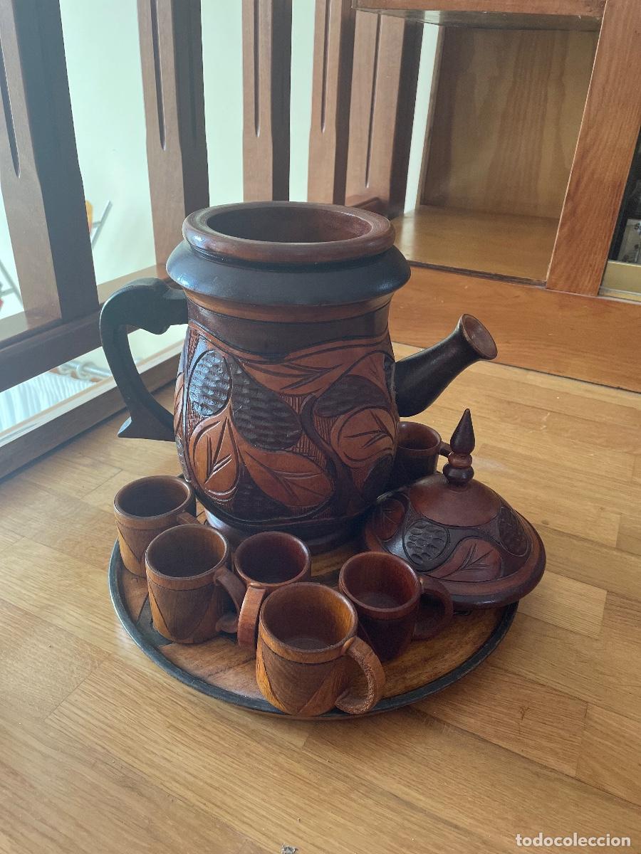Antig&uuml;edades: JUEGO DE CAFE DE MADERA - Foto 5