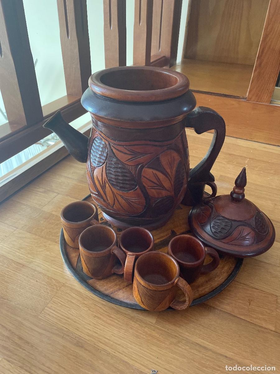 Antig&uuml;edades: JUEGO DE CAFE DE MADERA - Foto 7