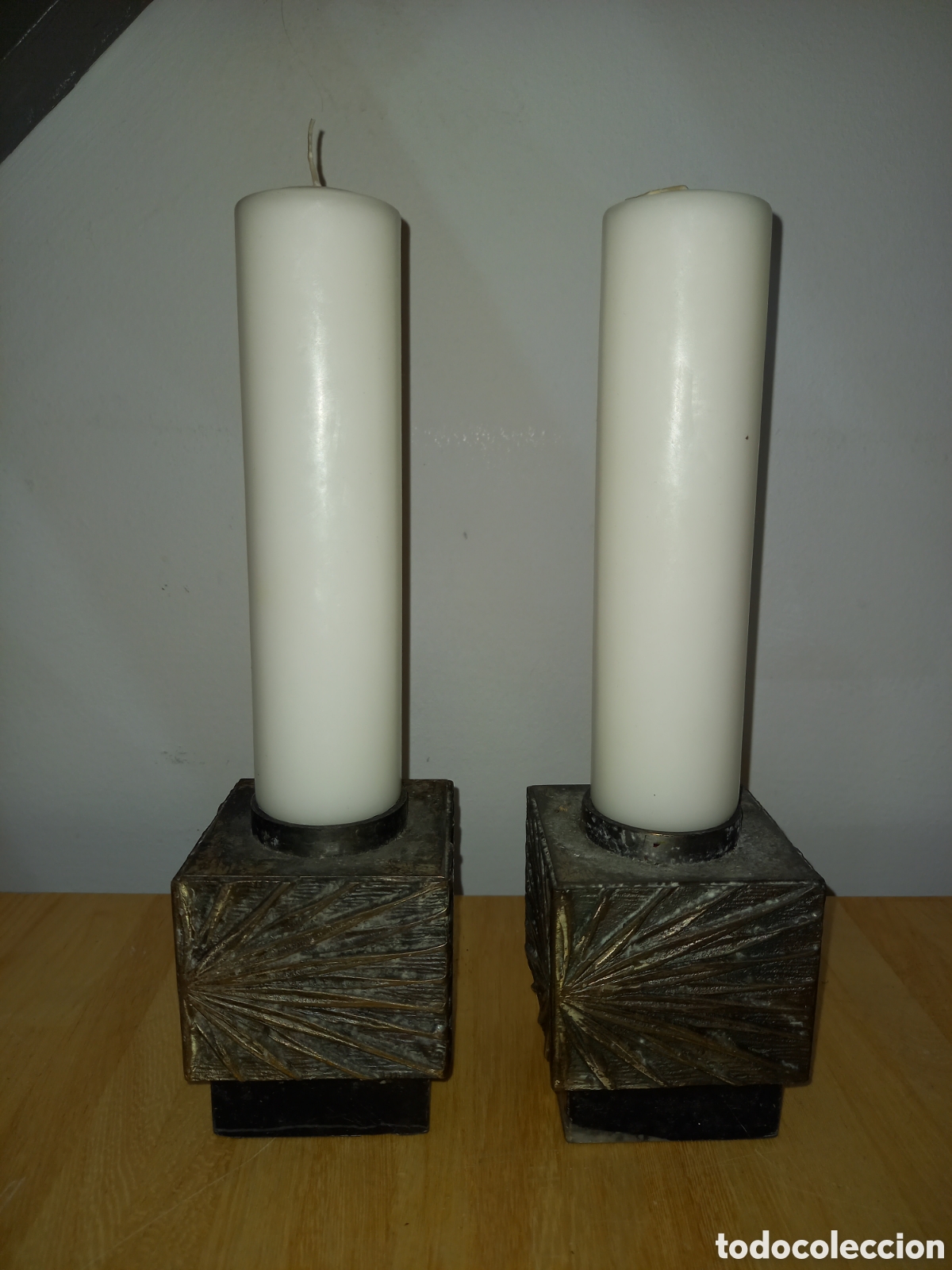 Antig&uuml;edades: CANDELABROS DE BRONZE PARA ALTAR IGLESIA - Foto 2