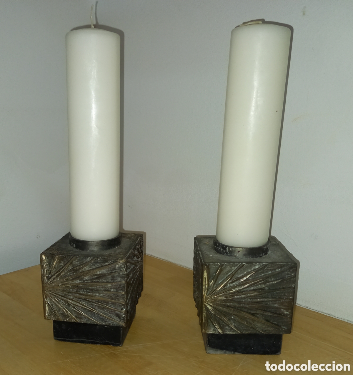 Antig&uuml;edades: CANDELABROS DE BRONZE PARA ALTAR IGLESIA - Foto 3