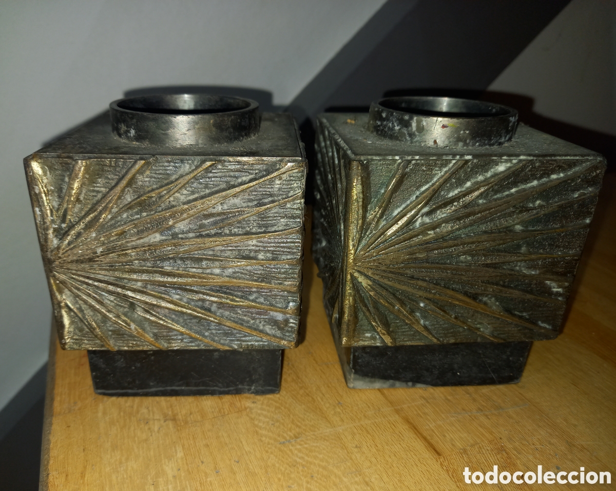 Antig&uuml;edades: CANDELABROS DE BRONZE PARA ALTAR IGLESIA - Foto 1