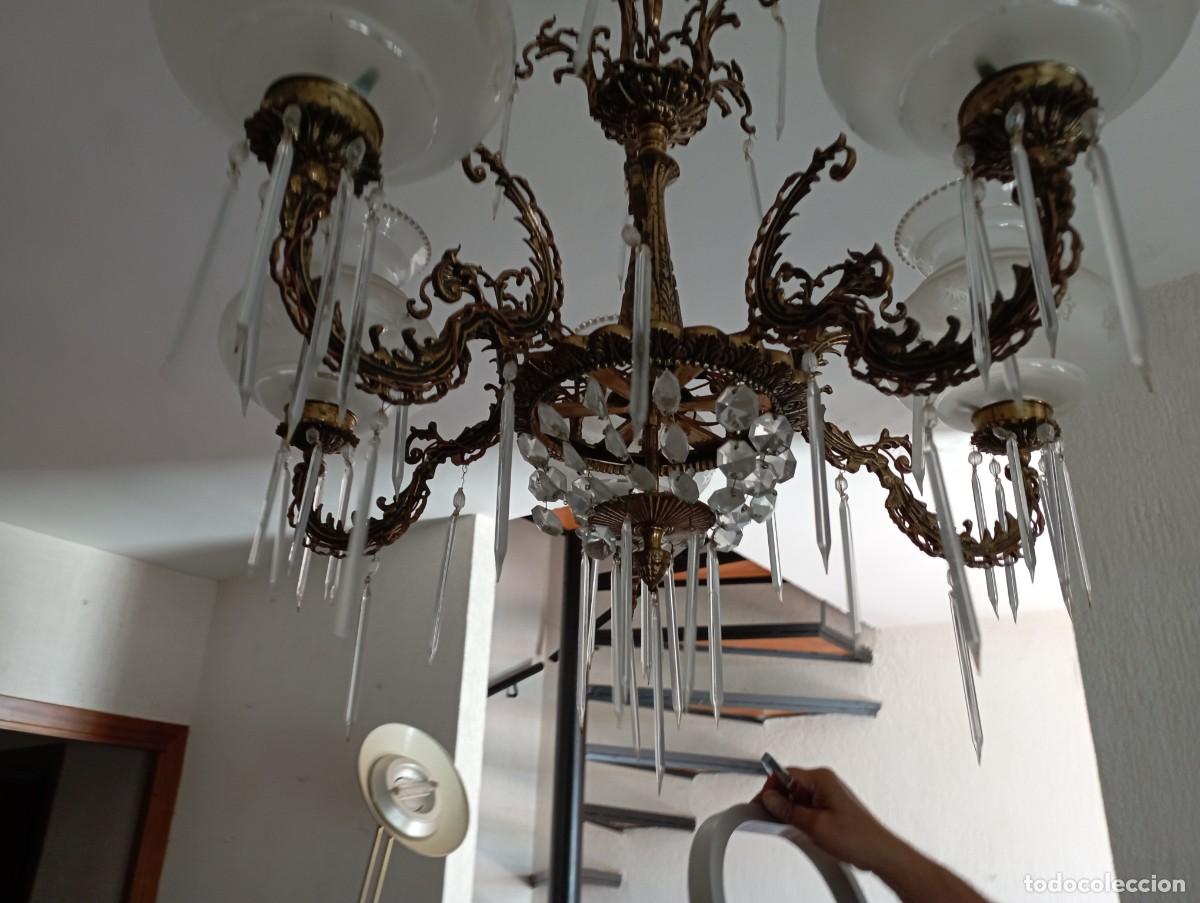 Antig&uuml;edades: lampara de bronce de techo - Foto 2