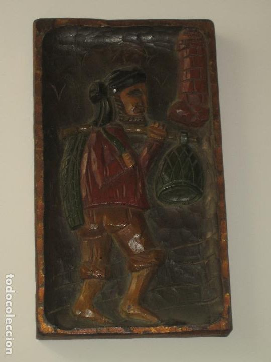 Antig&uuml;edades: ANTIGUA TALLA DE MADERA POLICROMADA - PESCADOR - VER FOTOS